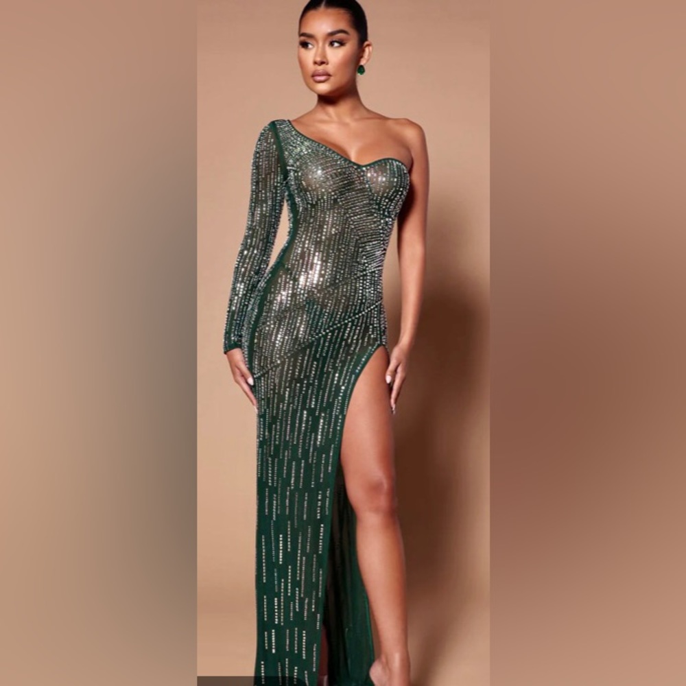 Fashion Nova Show Stunner Embellished Maxi Dress